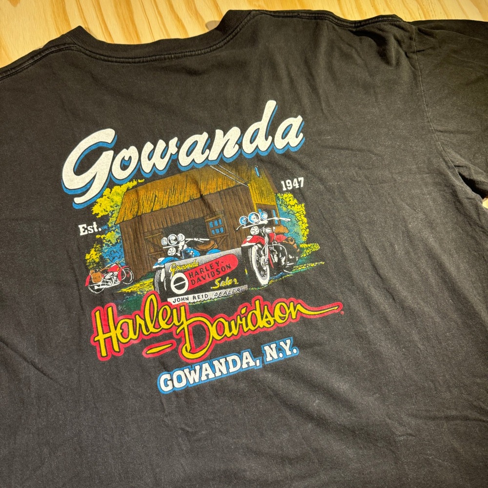 Harley-Davidson Men's Vintage Gowanda NY Eagle Tee Black Holoubek Size XXL